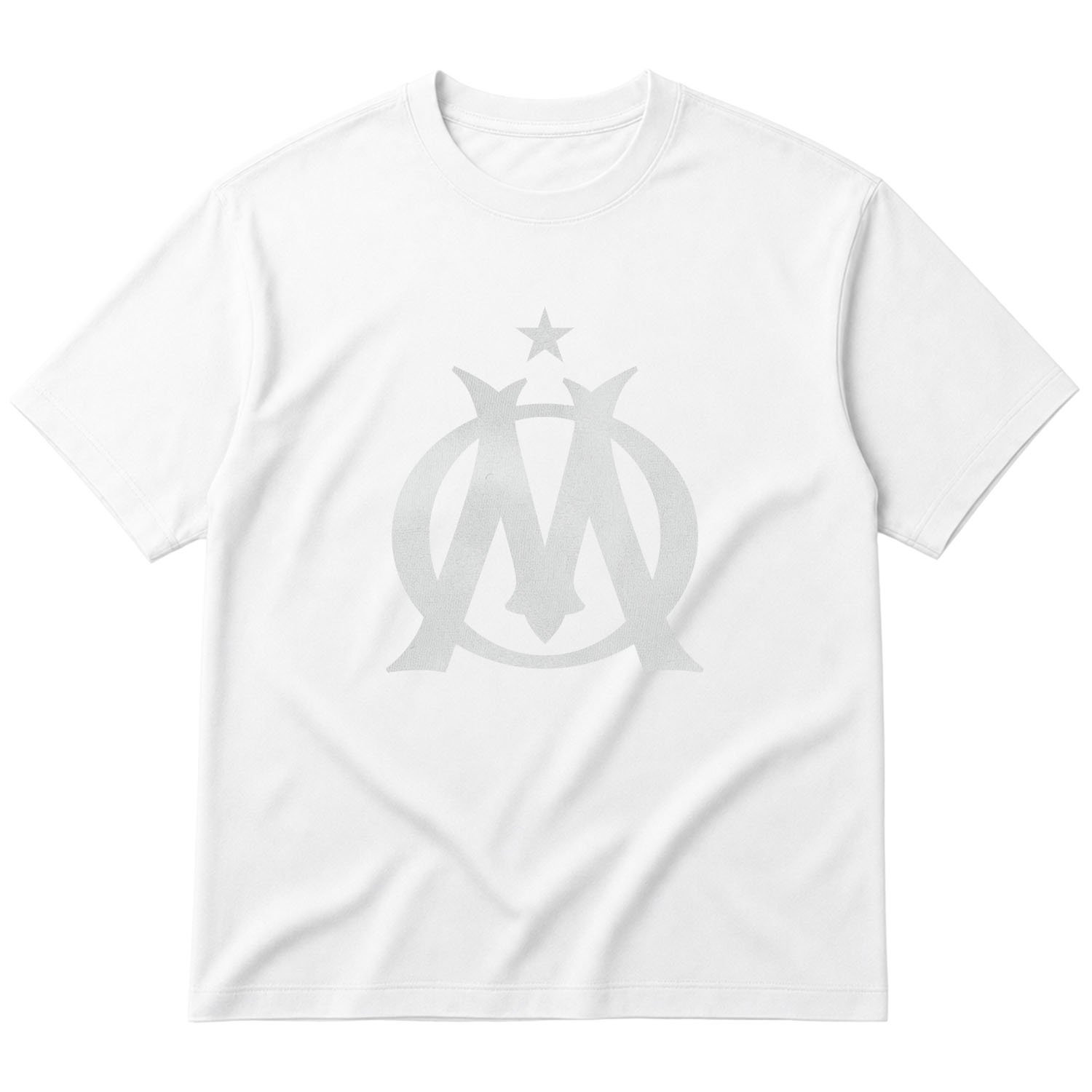 Olympique de Marseille Vainqueur Shield Oversize Tişört S - Beyaz