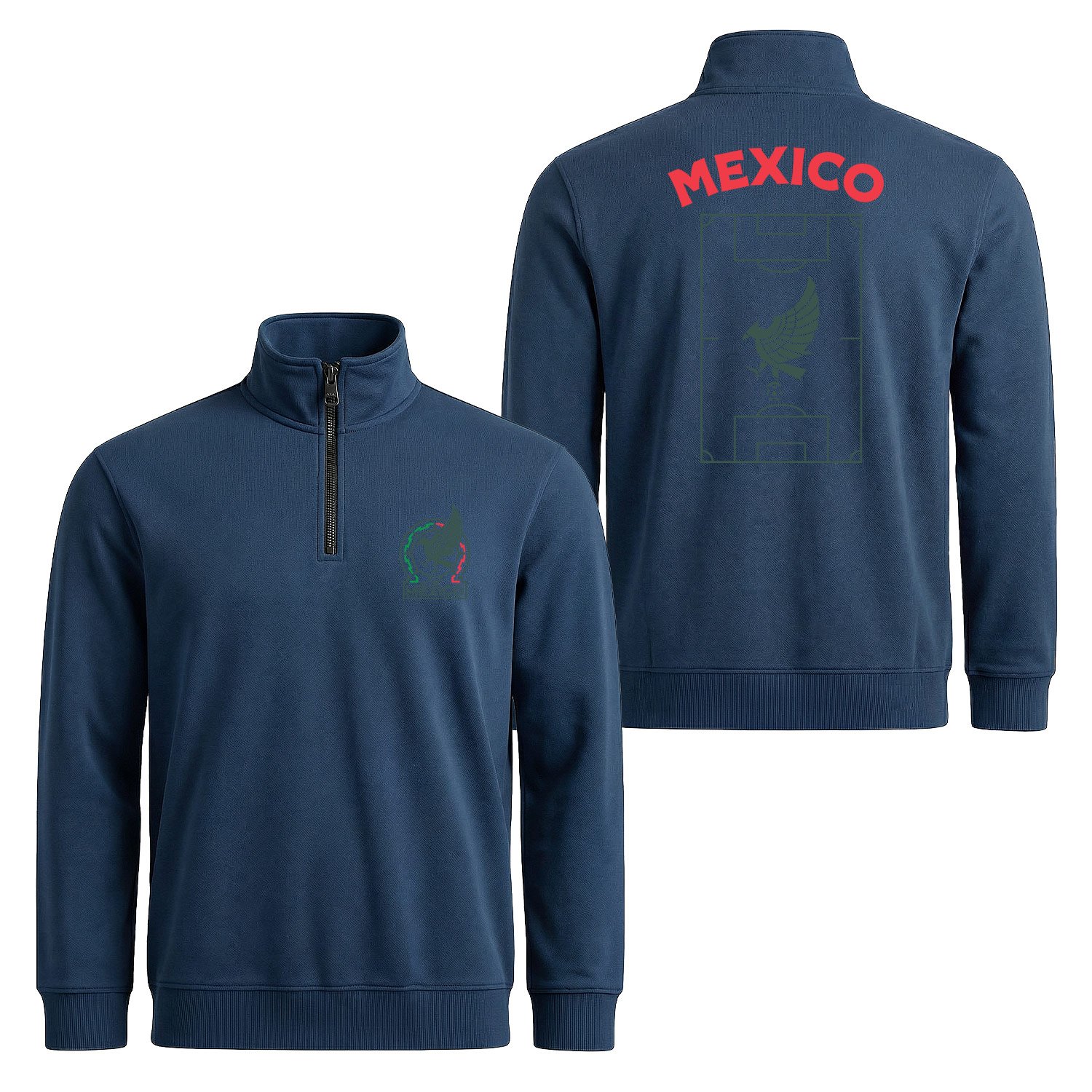 Meksika Dünya Kupası 2026 Yarım Fermuarlı Sweatshirt XXL - İndigo Mavisi