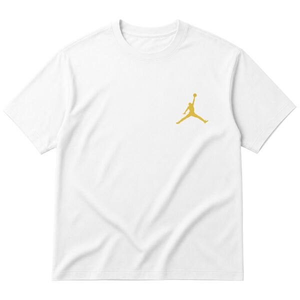 Air Jordan Gold Stroked Oversize Tişört S - Beyaz