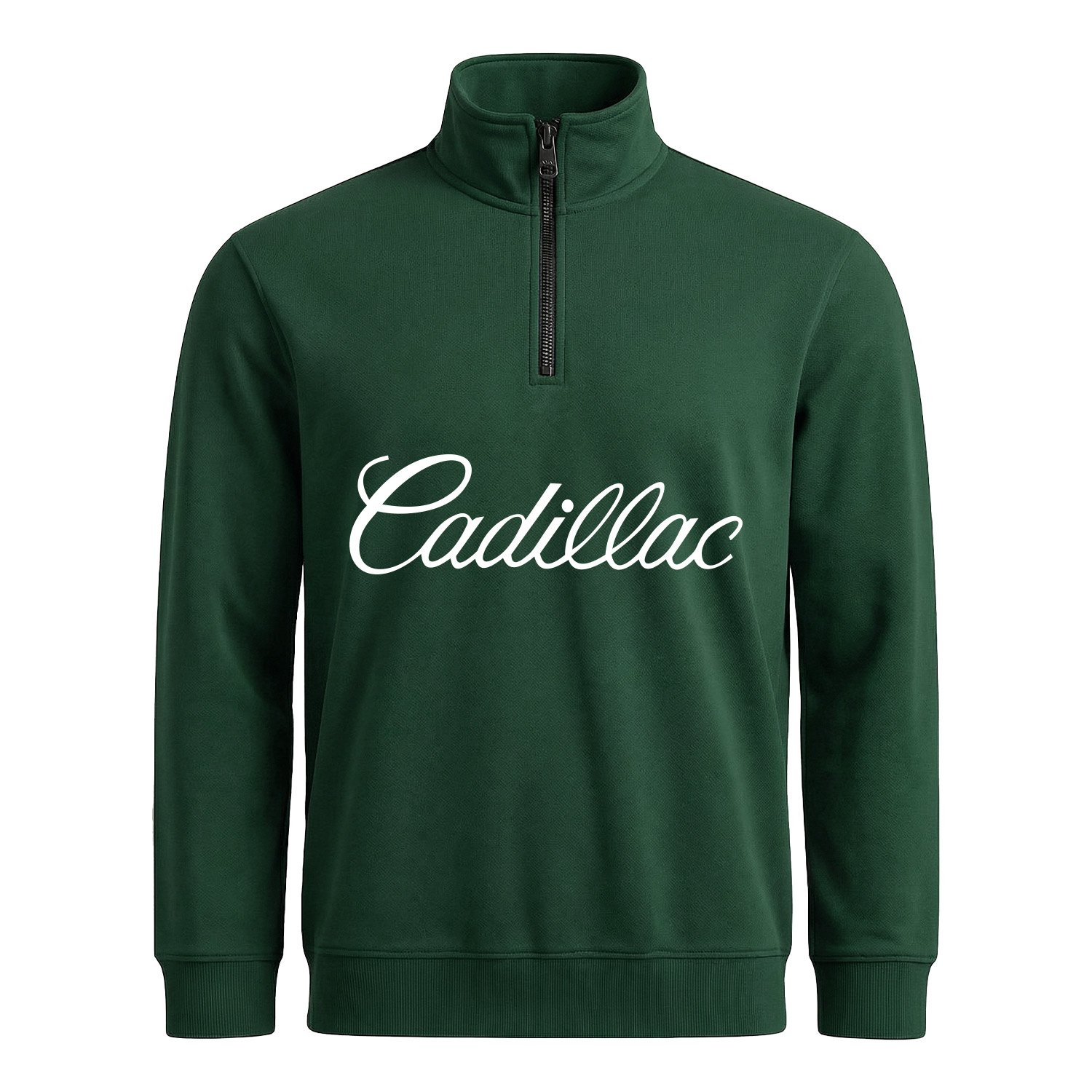Cadillac Script Yarım Fermuarlı Sweatshirt S - Nefti Yeşili