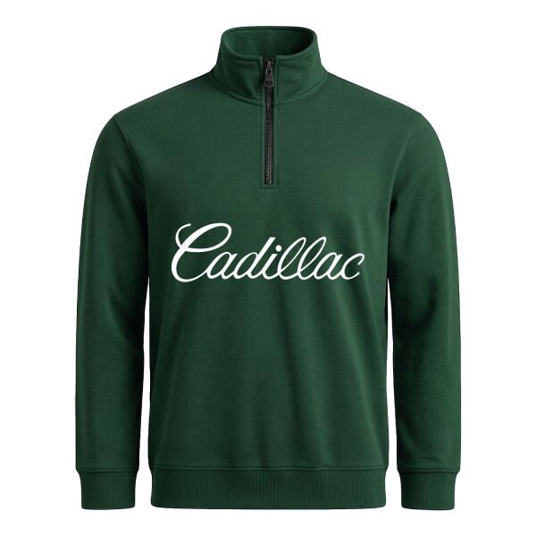 Cadillac Script Yarım Fermuarlı Sweatshirt M - Nefti Yeşili