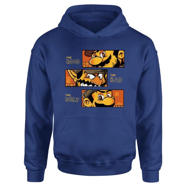 Mario Bros The Good, Bad & Ugly Hoodie S - İndigo Mavisi