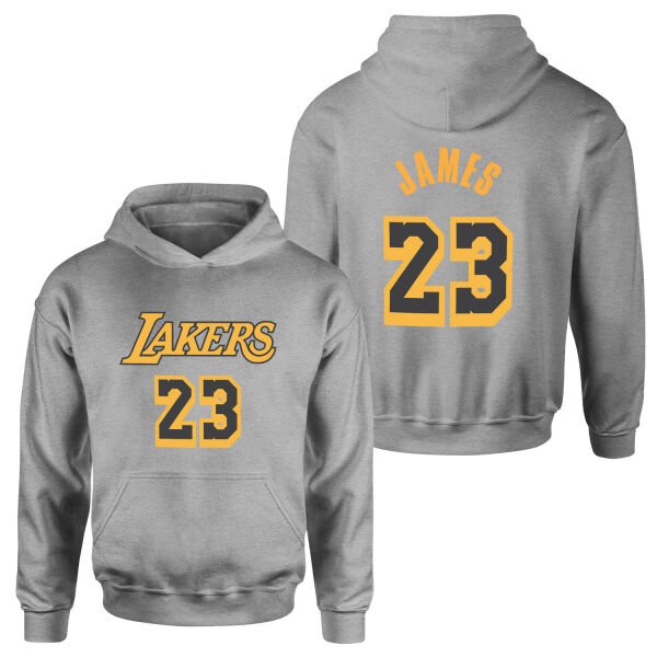 LeBron James 23 Lakers Black Hoodie L - Gri