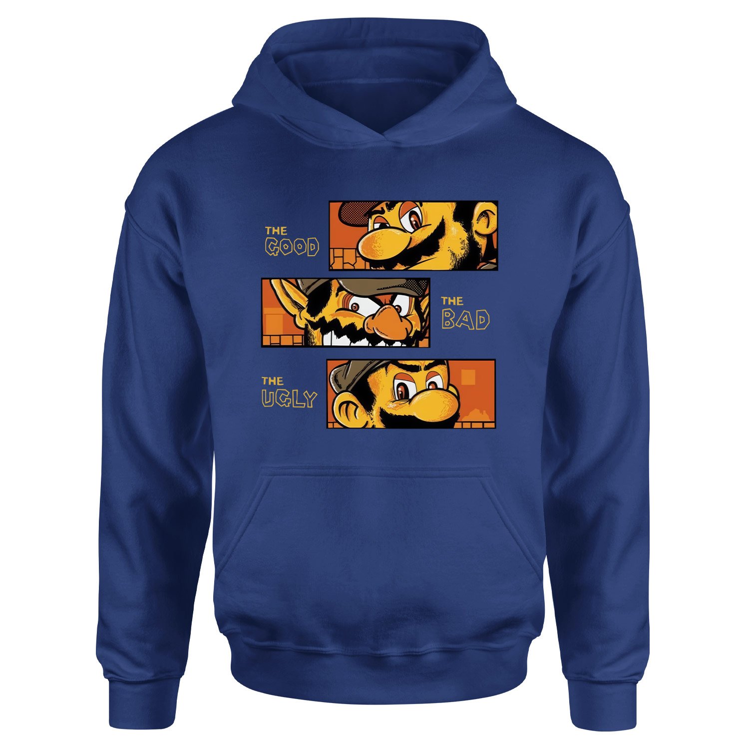 Mario Bros The Good, Bad & Ugly Hoodie XL - İndigo Mavisi