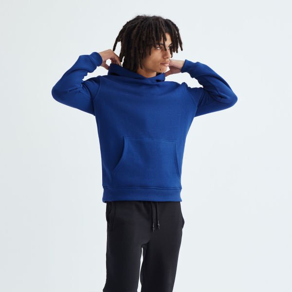 Baskısız Düz Casual Hoodie L - Lacivert