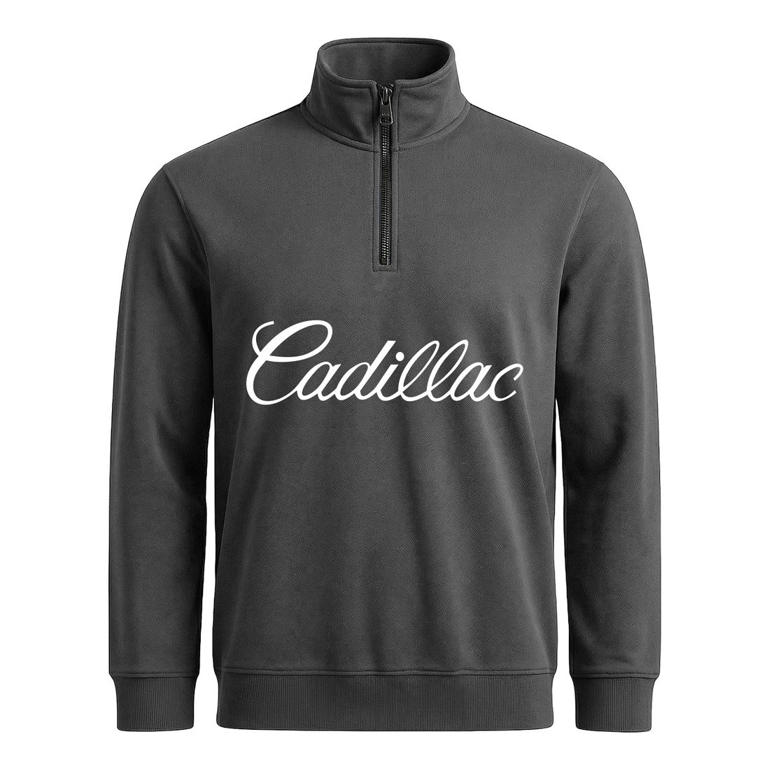 Cadillac Script Yarım Fermuarlı Sweatshirt XXL - Füme