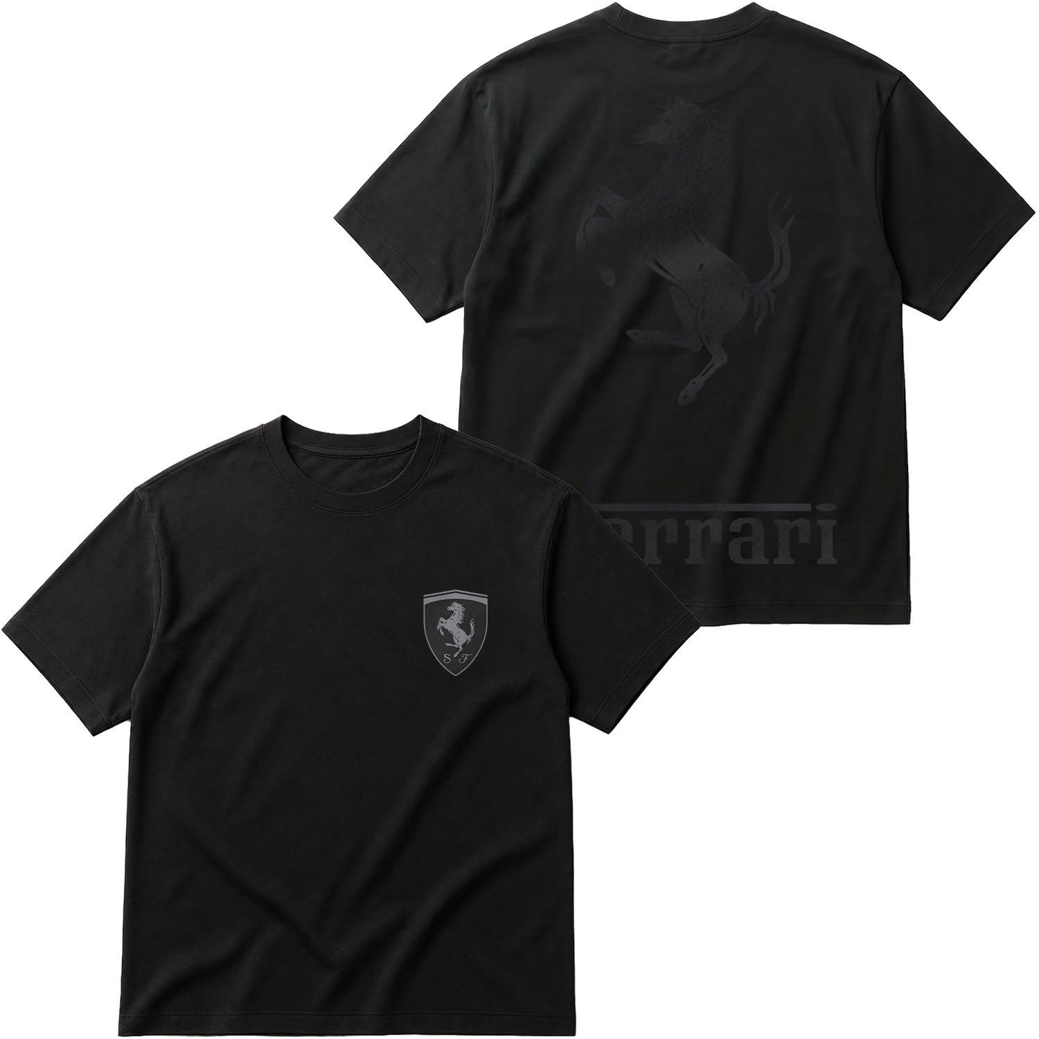 Ferrari Muted Black Premium Oversize Tişört L - Siyah