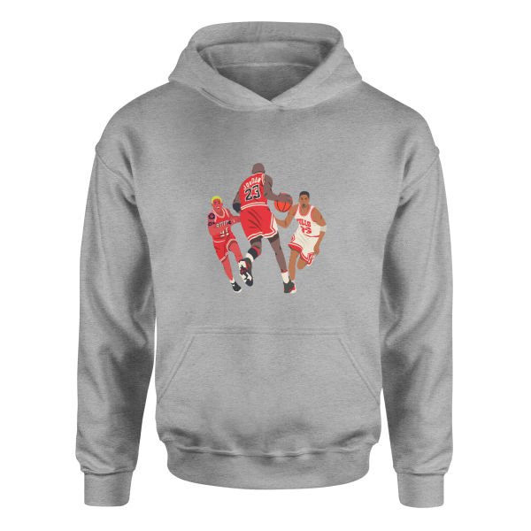 Jordan, Pippen, Rodman Hoodie S - Gri