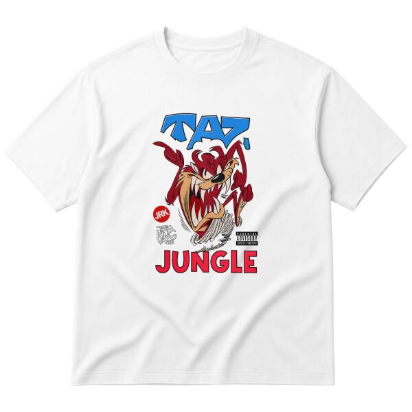 Taz The King of Jungle Oversize Tişört L - Beyaz