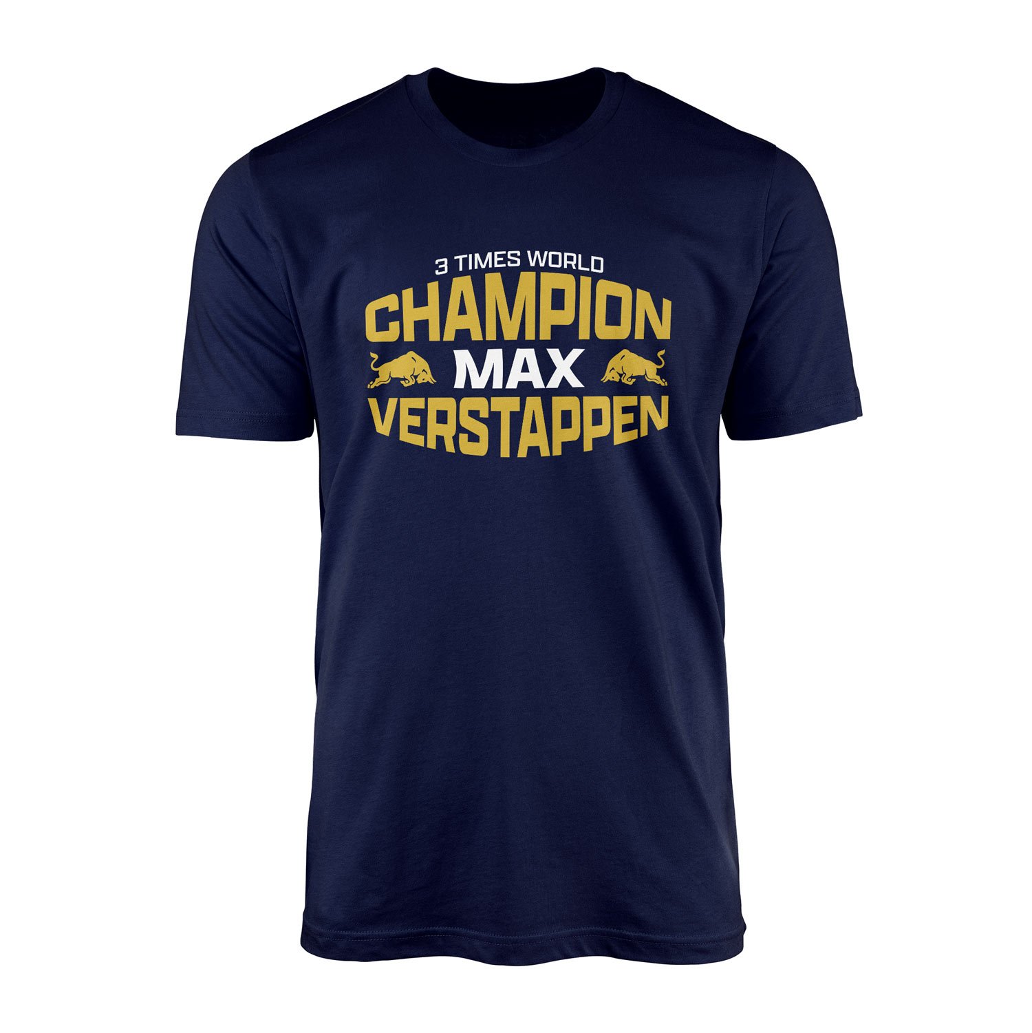 Max Verstappen 3 Times World Champion Tişört XL - İndigo Mavisi