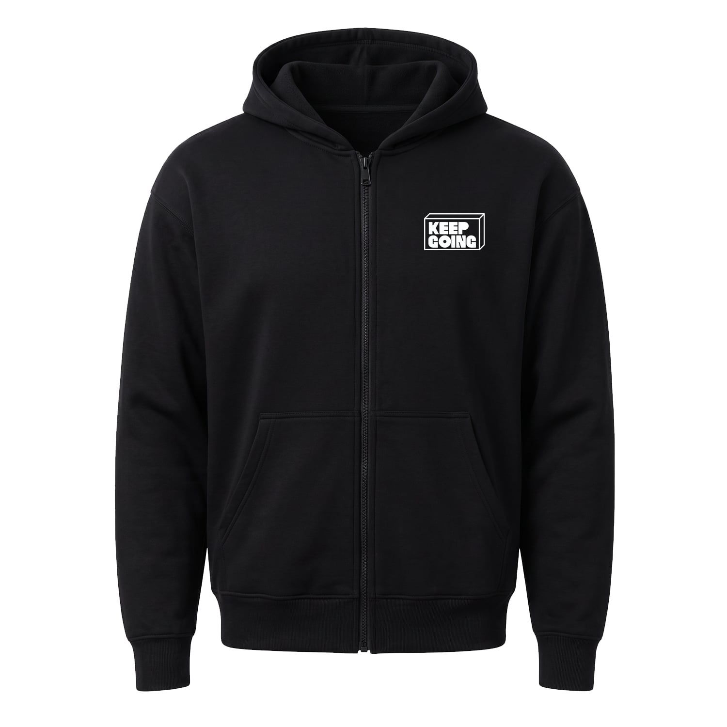 Keep Going Fermuarlı Kapüşonlu Sweatshirt