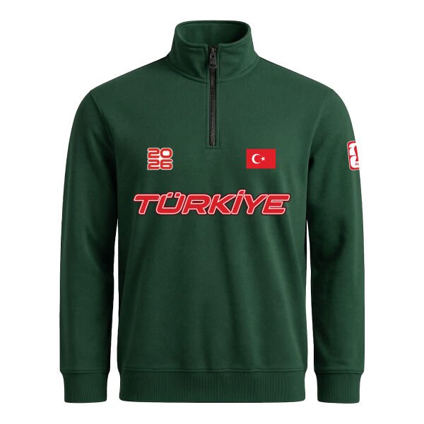 Türkiye 2026 Yarım Fermuarlı Sweatshirt S - Nefti Yeşili