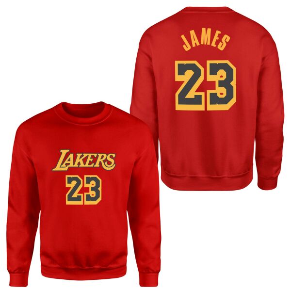 LeBron James 23 Lakers Black Sweatshirt L - Kırmızı