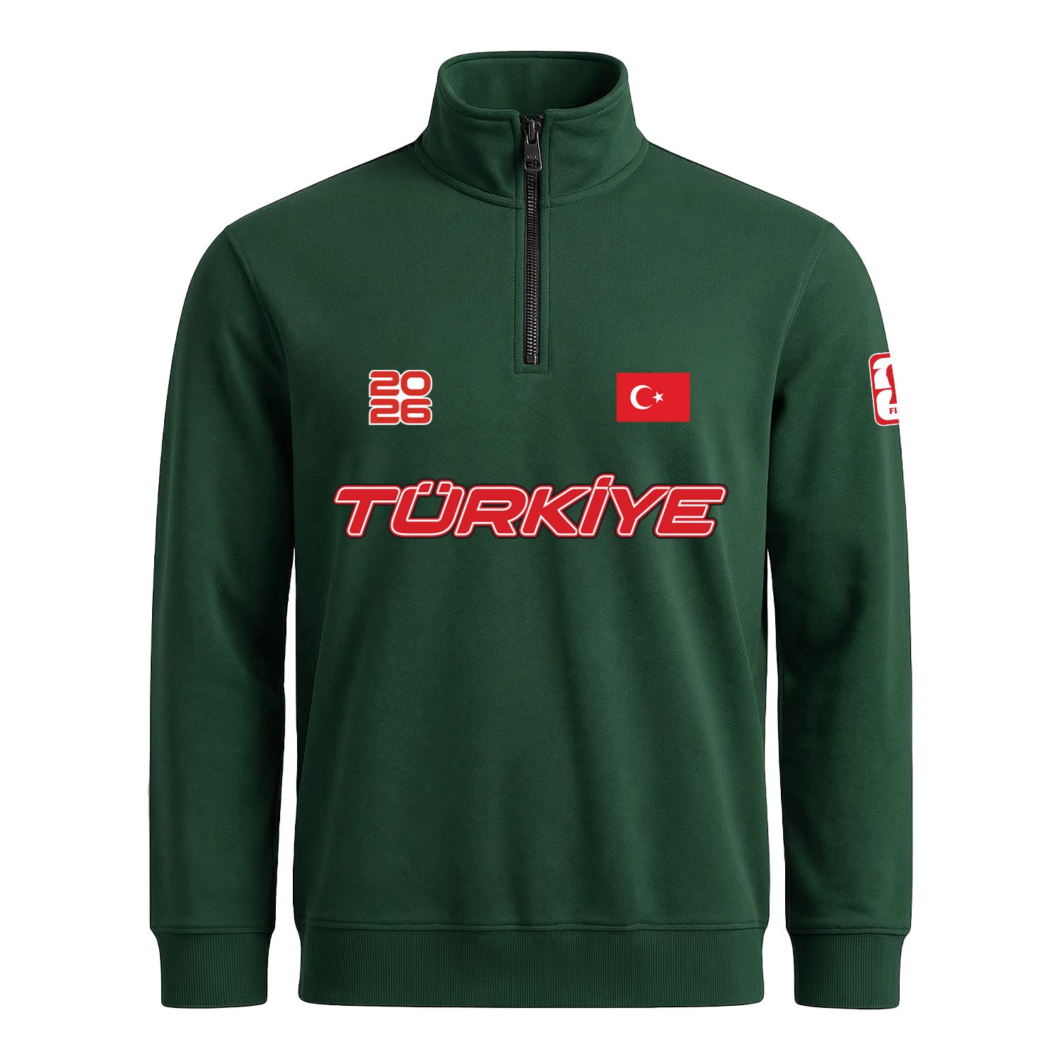 Türkiye 2026 Yarım Fermuarlı Sweatshirt XL - Nefti Yeşili