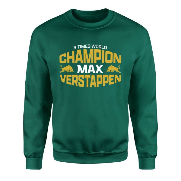 Max Verstappen 3 Times World Champion Sweatshirt S - Nefti Yeşili