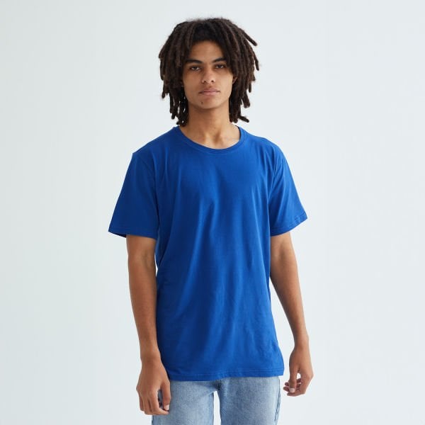 Baskısız Düz Casual Tişört XL - Mavi