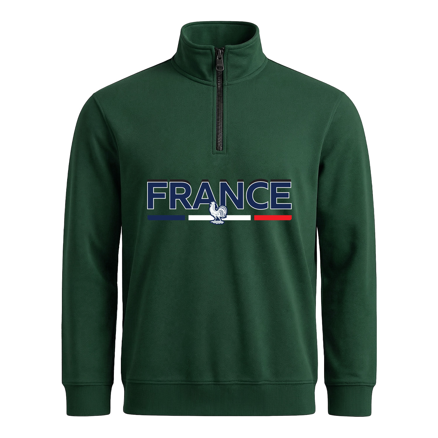 Fransa Yarım Fermuarlı Sweatshirt XL - Nefti Yeşili