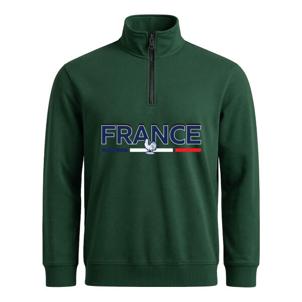 Fransa Yarım Fermuarlı Sweatshirt XL - Nefti Yeşili