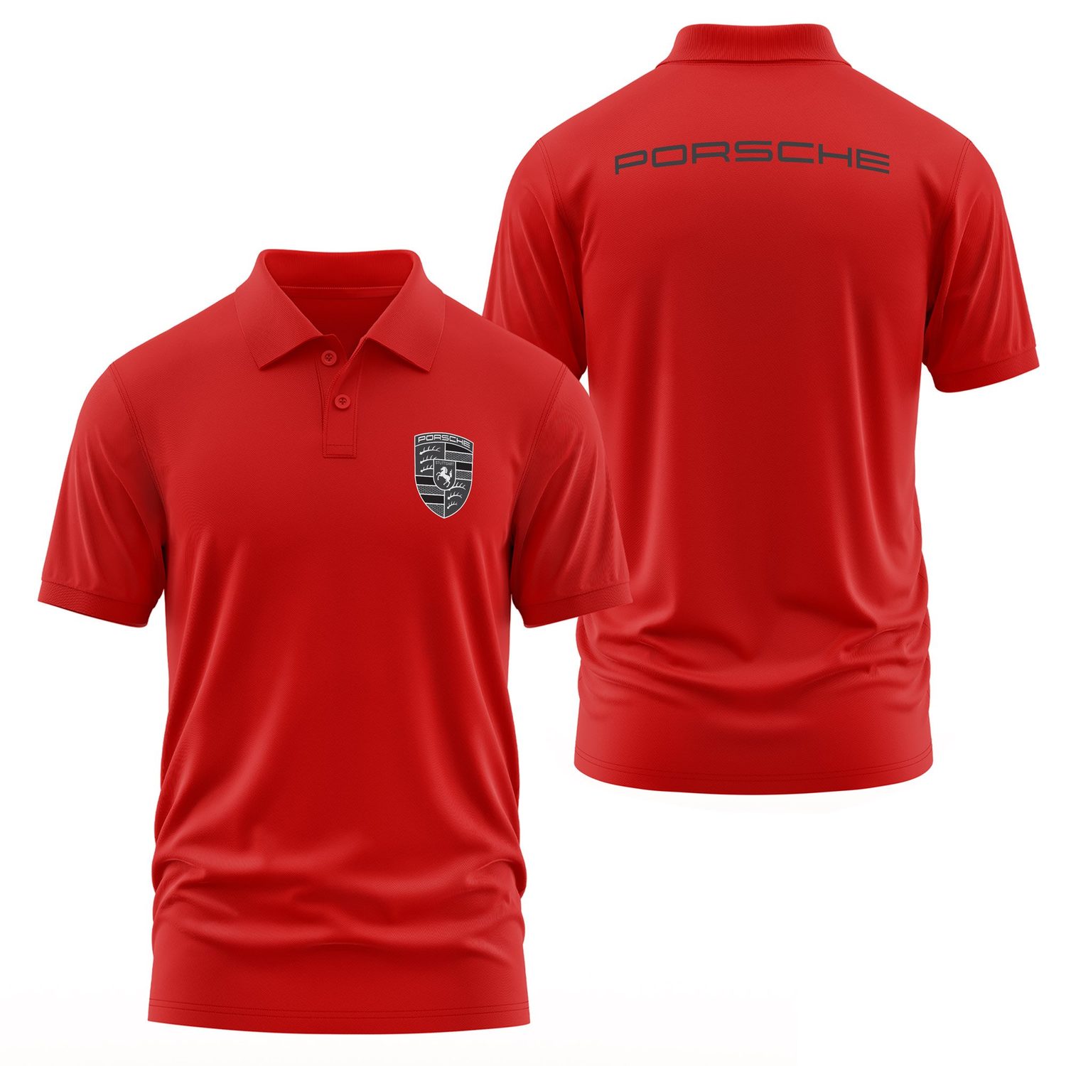 Porsche Muted Black Polo Tişört L - Kırmızı | OUTLET