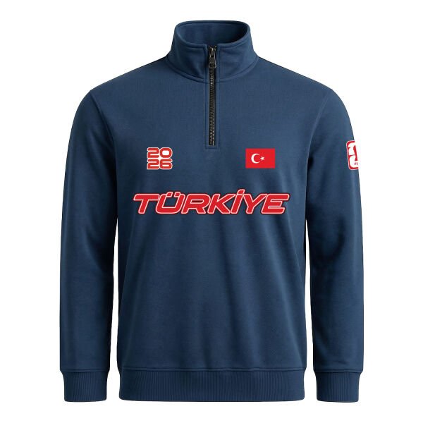 Türkiye 2026 Yarım Fermuarlı Sweatshirt M - İndigo Mavisi