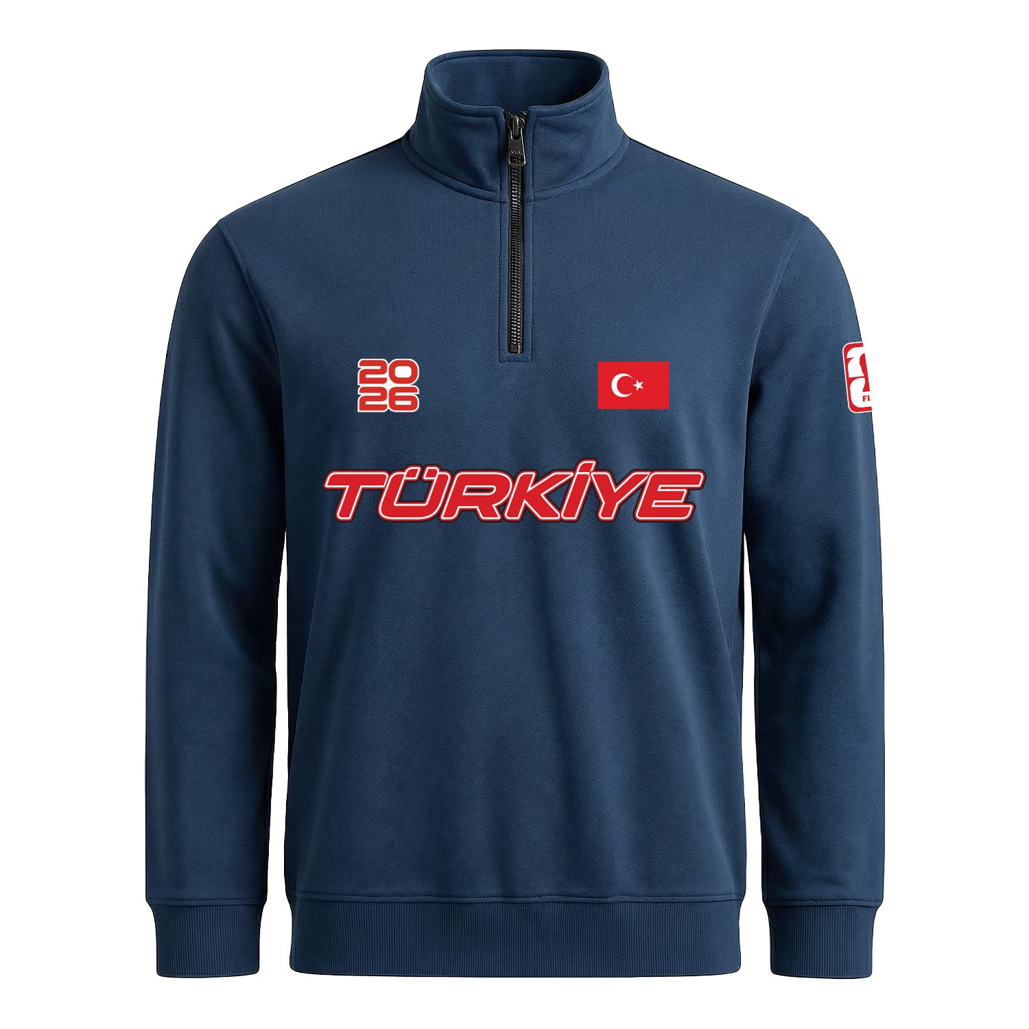 Türkiye 2026 Yarım Fermuarlı Sweatshirt XL - İndigo Mavisi