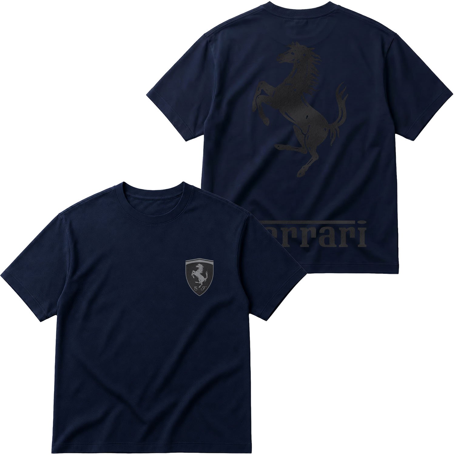 Ferrari Muted Black Premium Oversize Tişört XL - İndigo Mavisi