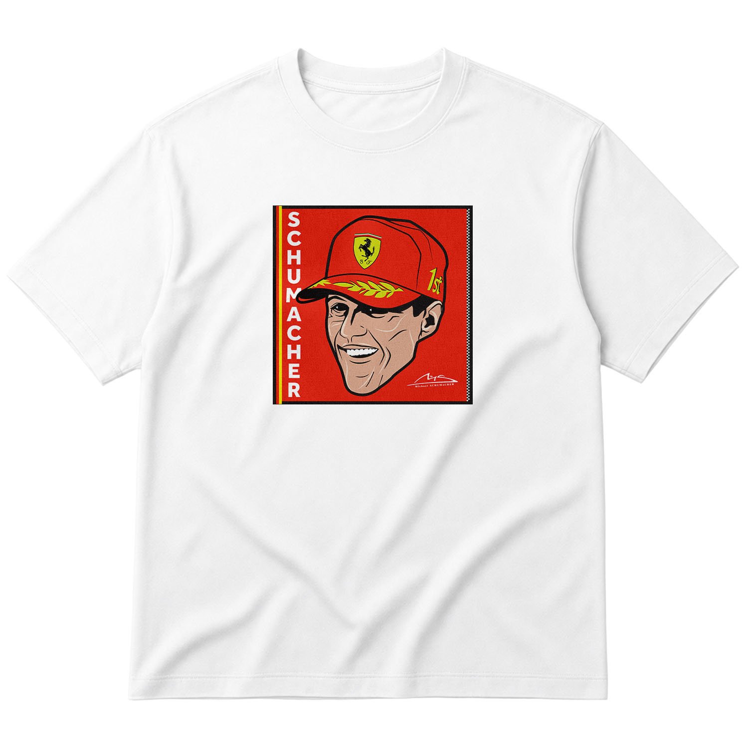 Michael Schumacher Design Oversize Tişört L - Beyaz