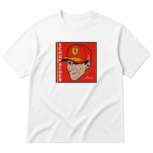 Michael Schumacher Design Oversize Tişört L - Beyaz
