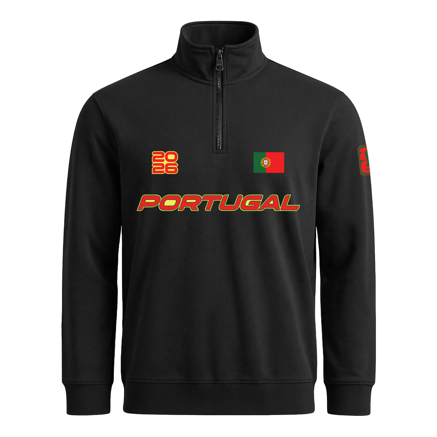 Portekiz 2026 Yarım Fermuarlı Sweatshirt S - Siyah
