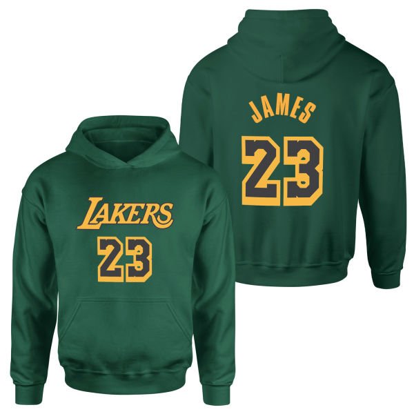 LeBron James 23 Lakers Black Hoodie M - Nefti Yeşili