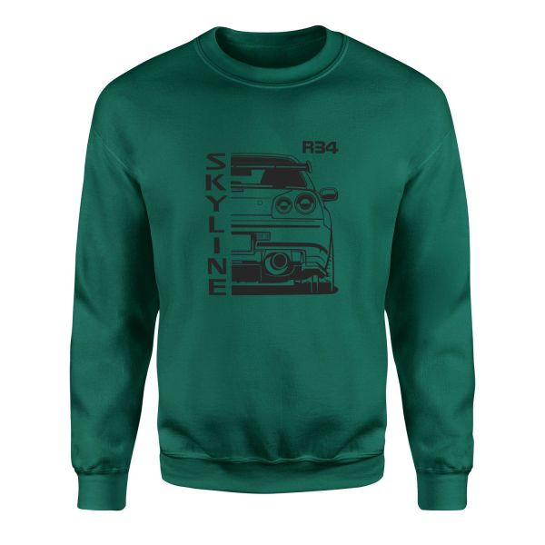 R34 Skyline Sweatshirt XXL - Nefti Yeşili
