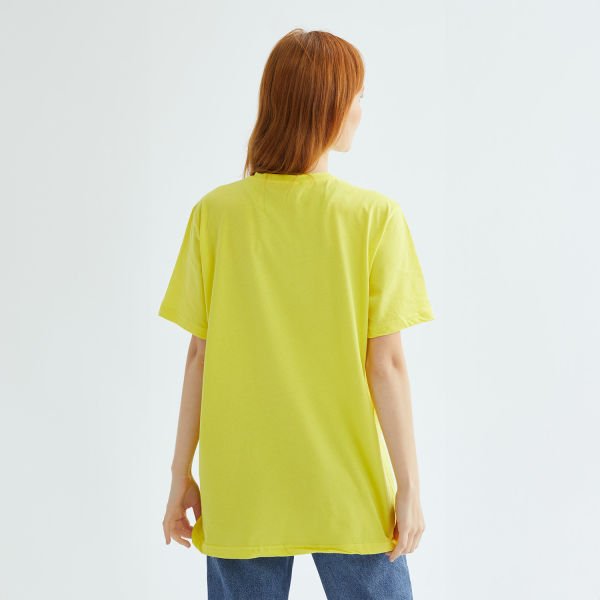 Baskısız Düz Casual Tişört XXL - Sarı