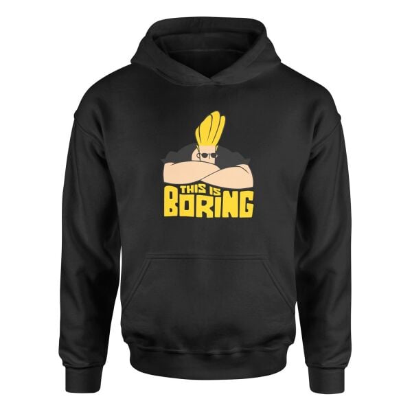 This is Boring | Johnny Bravo Hoodie M - Siyah | OUTLET