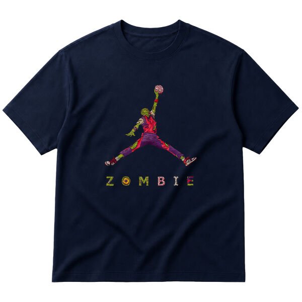 Air Jordan Zombie Oversize Tişört L - İndigo Mavisi