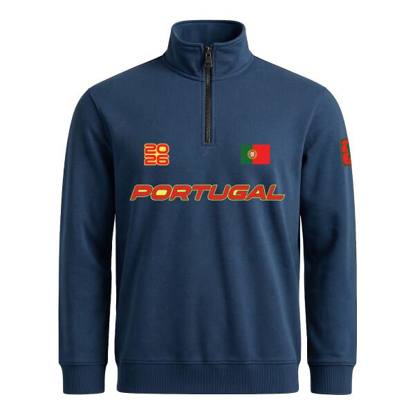 Portekiz 2026 Yarım Fermuarlı Sweatshirt L - İndigo Mavisi