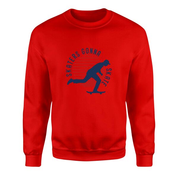 Skaters Gonna Skate Sweatshirt XL - Kırmızı