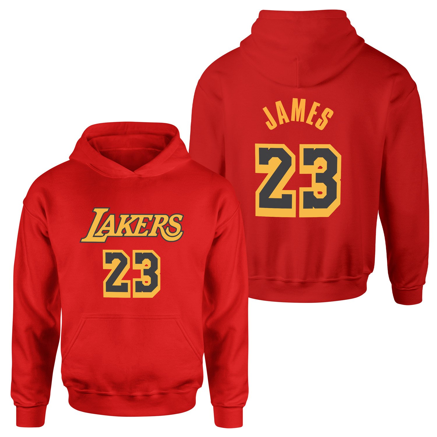 LeBron James 23 Lakers Black Hoodie L - Kırmızı
