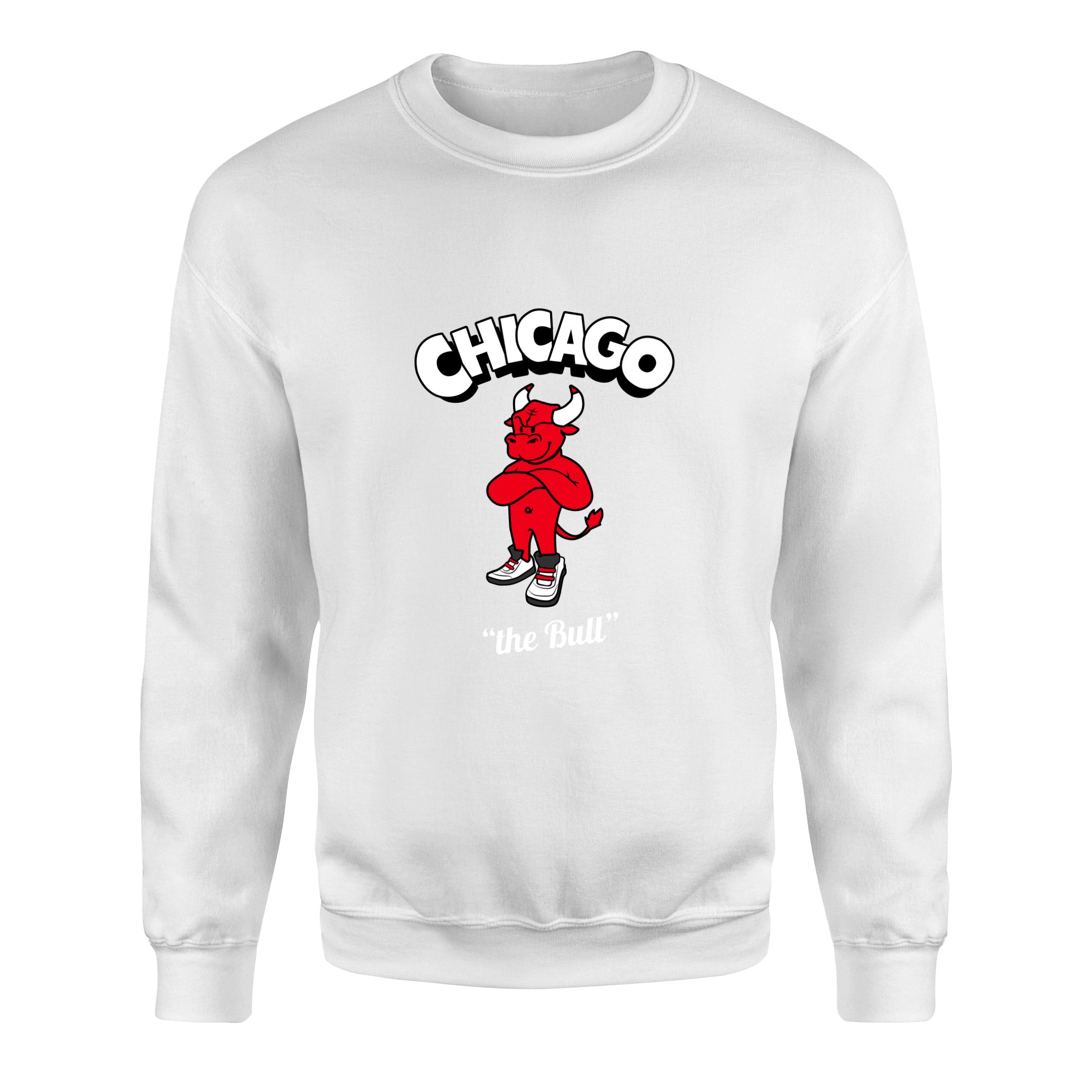 Chicago Cartoon Sweatshirt XL - Beyaz
