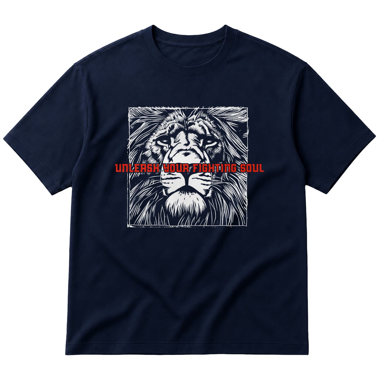 Unleash Your Fighting Soul | Lion III Oversize Tişört L - İndigo Mavisi