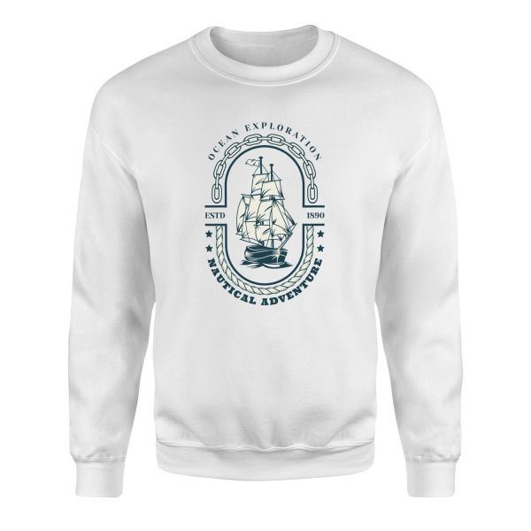 Okyanus Keşfi Denizci Sweatshirt XL - Beyaz