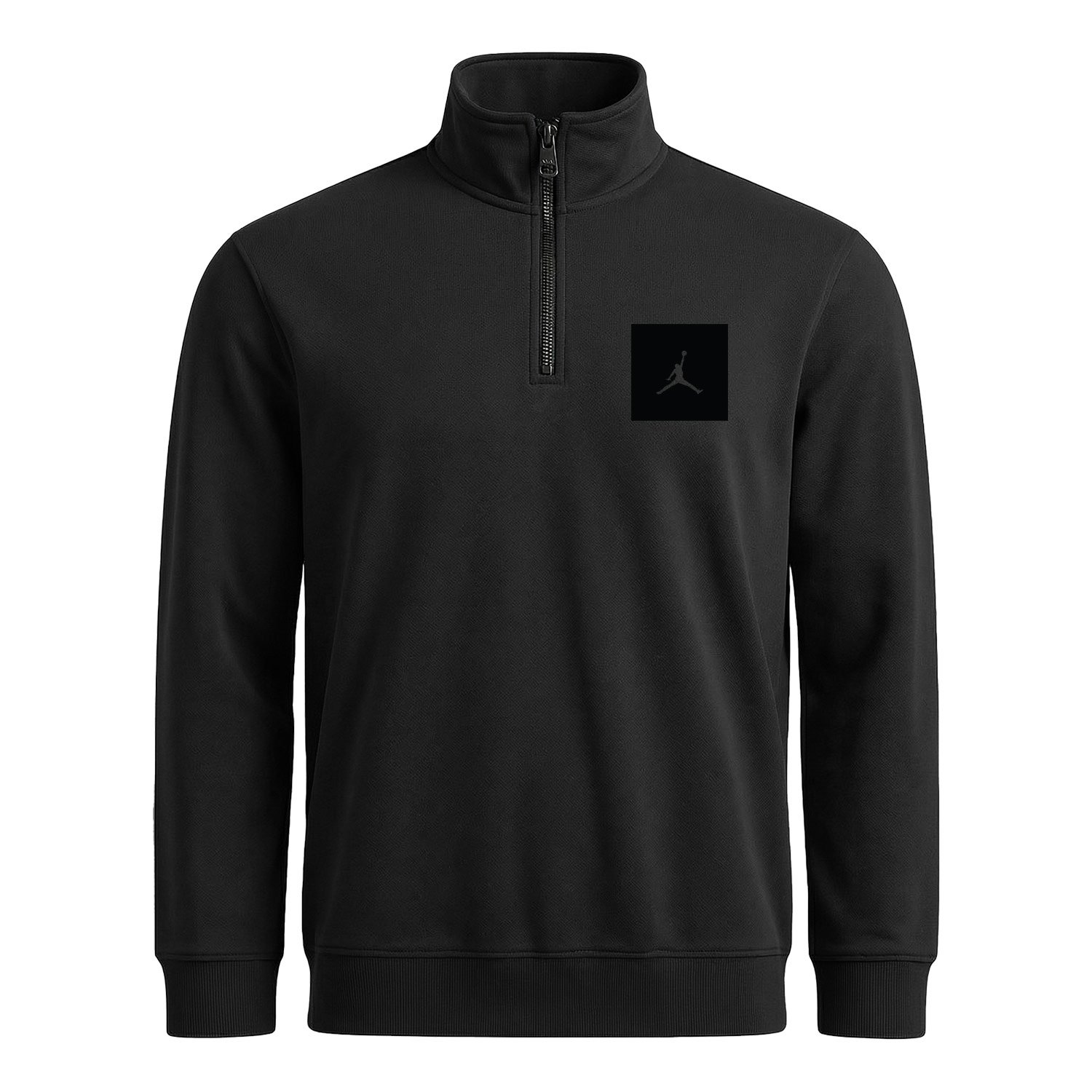 Air Jordan Black Patch Yarım Fermuarlı Sweatshirt XL - Siyah