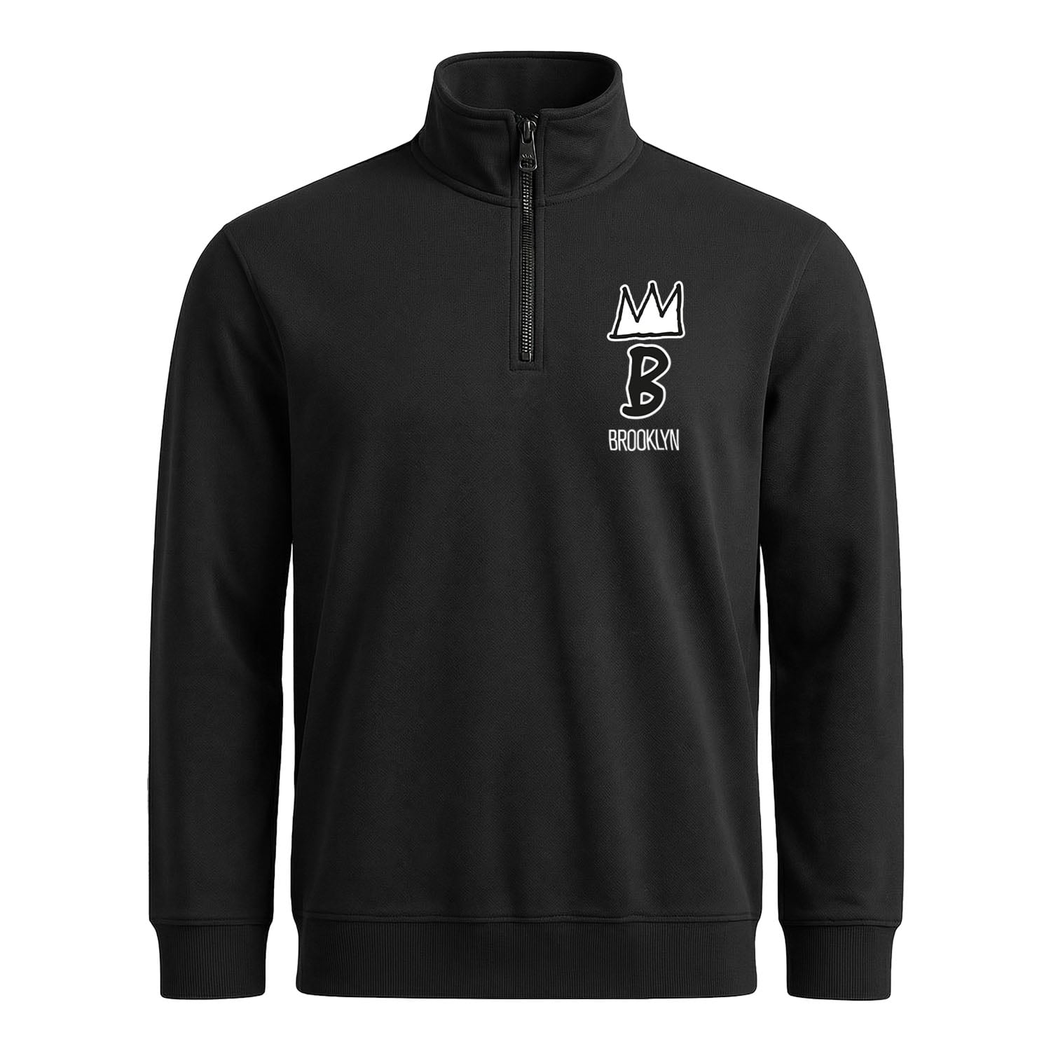 Brooklyn Basquiat Crown Yarım Fermuarlı Sweatshirt