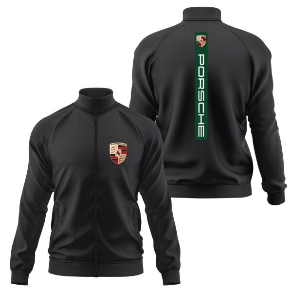 Porsche V Graphic Irish Green Fermuarlı Sweatshirt S - Siyah