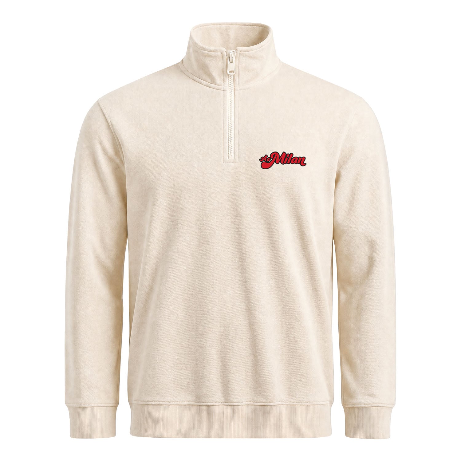 AC Milan Cursive Yarım Fermuarlı Sweatshirt
