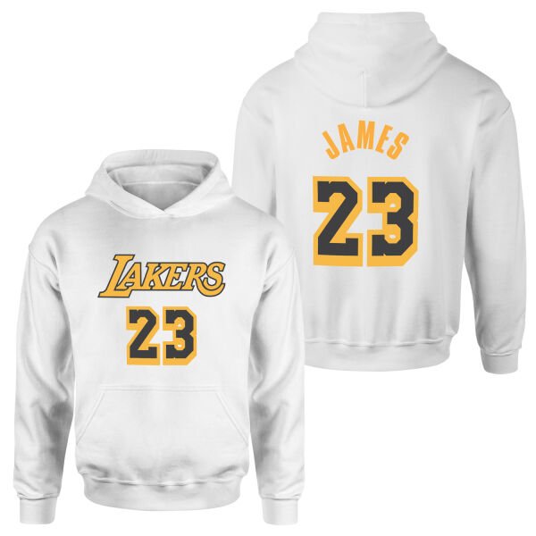 LeBron James 23 Lakers Black Hoodie S - Beyaz