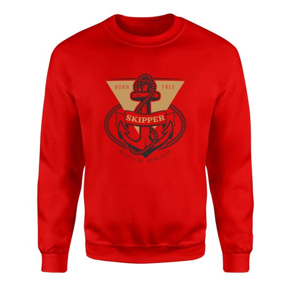 Skipper Denizci Sweatshirt S - Kırmızı