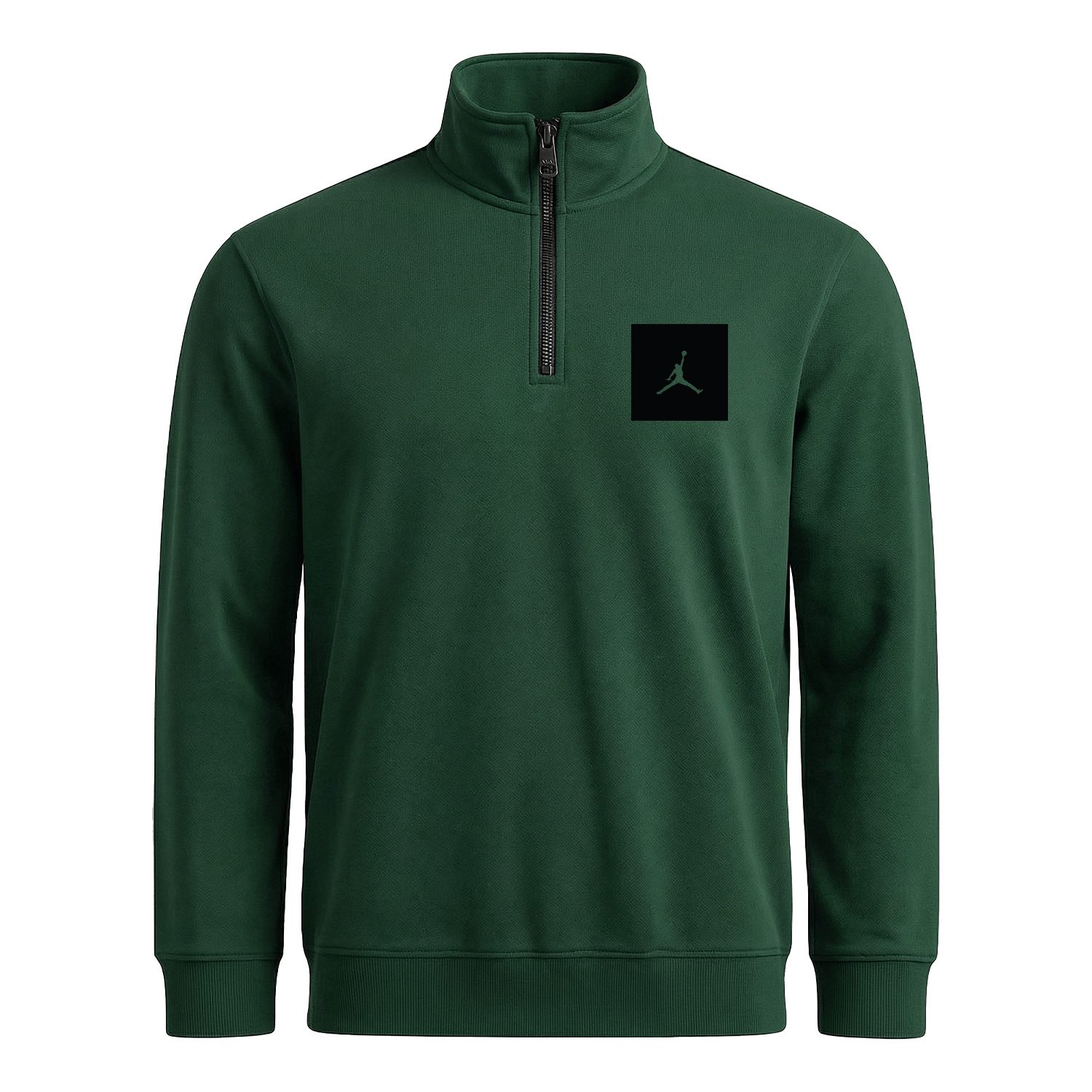 Air Jordan Black Patch Yarım Fermuarlı Sweatshirt XL - Nefti Yeşili