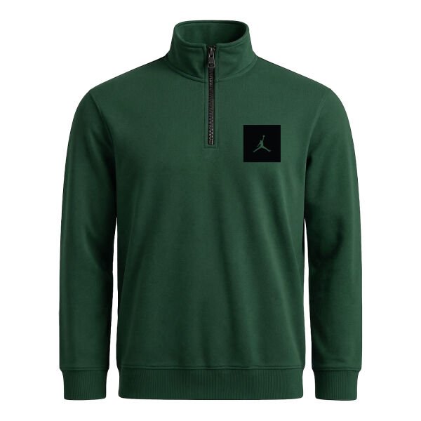 Air Jordan Black Patch Yarım Fermuarlı Sweatshirt XL - Nefti Yeşili