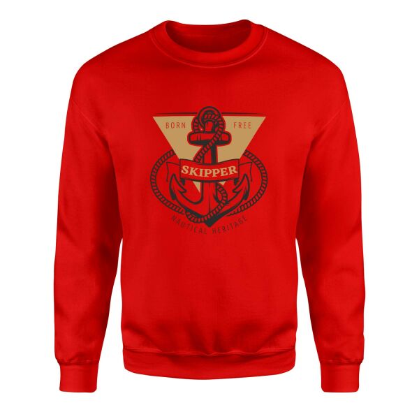 Skipper Denizci Sweatshirt M - Kırmızı