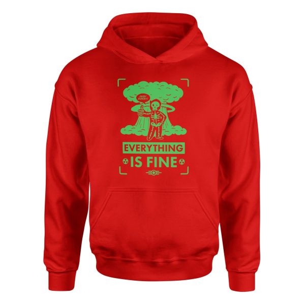 Everything is Fine | Fallout Hoodie XL - Kırmızı